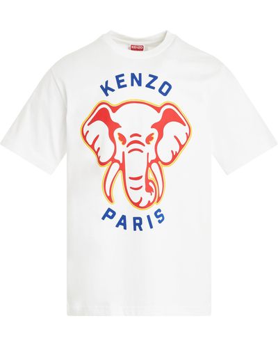 KENZO 'Elephant Classic T-Shirt, Short Sleeves, Off, 100% Cotton, Size: Small - White