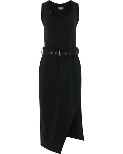 Alexander McQueen Trompe L'Oeil Pencil Dress, Short Sleeves, , 100% Cotton - Black