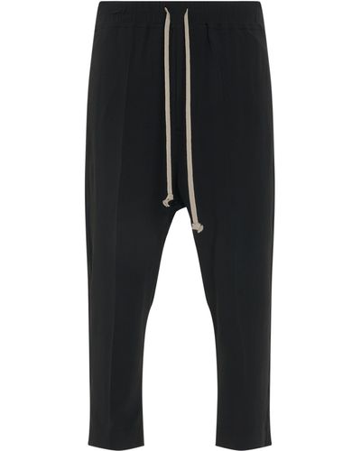 Rick Owens Woven Drawstring Astaires Cropped Pants - Black