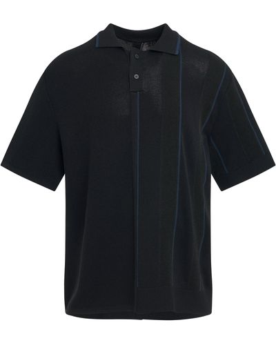 Jacquemus Juego Striped Polo, Short Sleeves, , Size: Medium - Black