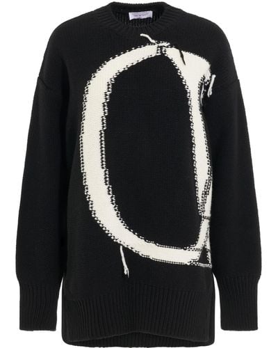 Off-White c/o Virgil Abloh Off- Ow Maxi Logo Knitwear, Long Sleeves, , 100% Wool - Black