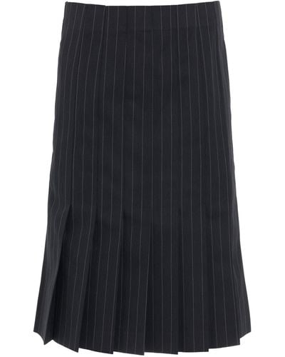 Sacai Chalk Stripe Skirt, , 100% Cotton - Blue