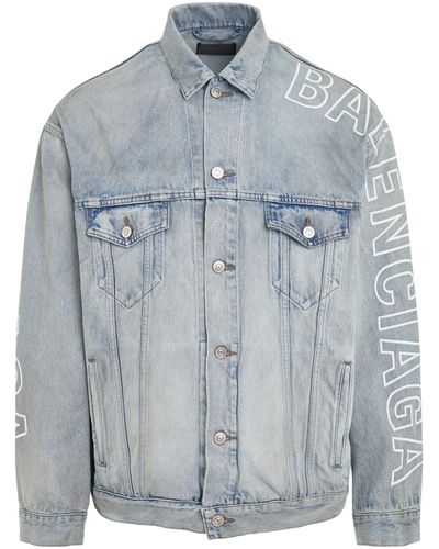 Balenciaga 'Large Fit Denim Jacket, Dirty, 100% Cotton, Size: Small - Blue