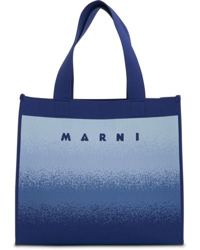 Marni Medium Knit Jacquard Shopping Bag, Royal/Powder, 100% Polyester - Blue