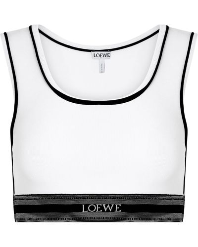 Loewe Cropped Logo Tank Top, , 100% Viscose - White