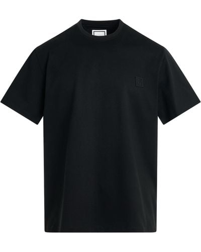 WOOYOUNGMI Irridecent Back Logo T-Shirt, Short Sleeves, , 100% Cotton - Black