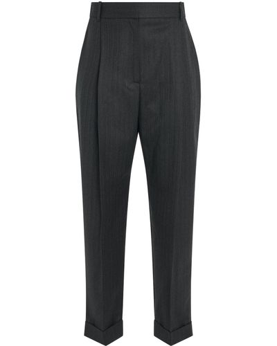 Alexander McQueen Cigarette Trousers, Dark, 100% Wool - Black