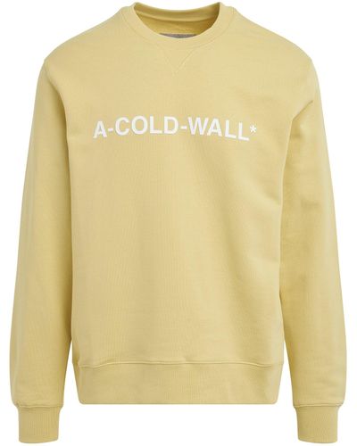 A_COLD_WALL* 'Essential Logo Crewneck, Long Sleeves, Flaxen, 100% Cotton, Size: Small - Yellow