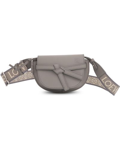 Loewe Mini Gate Dual Bag Crossbody, Pearl, 100% Calfskin - Gray