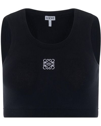 Loewe 'Cropped Anagram Tank Top, Round Neck, /, 100% Cotton, Size: Small - Black