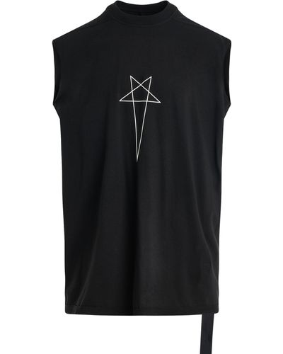Rick Owens Pentagram Print Tarp T-Shirt, /Milk, 100% Cotton, Size: Medium - Black