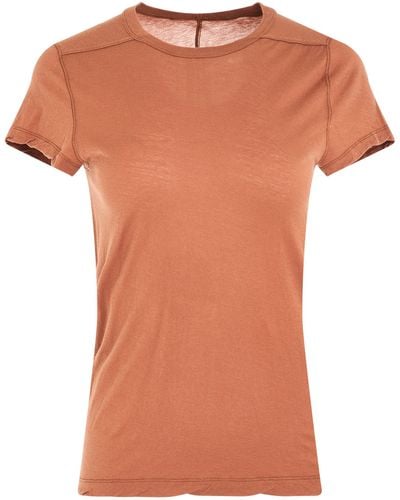 Rick Owens Cropped Level T-Shirt, Round Neck, Short Sleeves, Henna, 100% Cotton - Orange