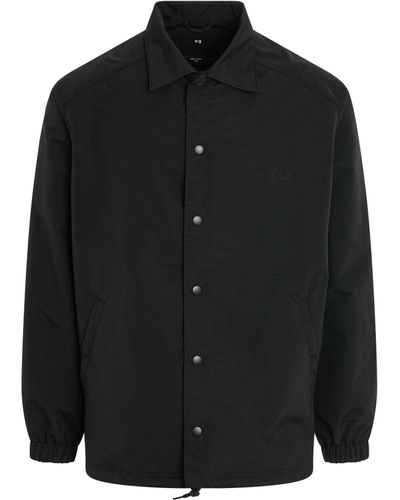 Y-3 Flower Graphic Coach Jacket, Long Sleeves, , 100% Polyamide, Size: Medium - Black