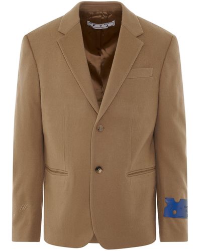 Off-White c/o Virgil Abloh Tags Cashmere Relax Jacket In Camel - Brown