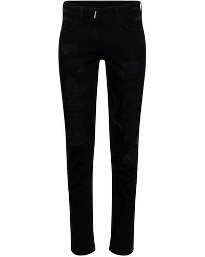 Givenchy Distressed Stretch Denim Jeans, , 100% Cotton - Black