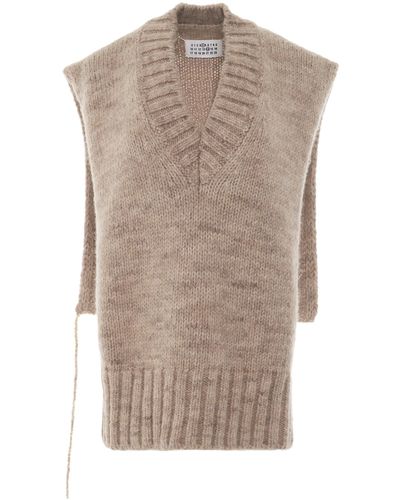 Maison Margiela 'Botanical Dye Knit Vest, Light, 100% Cotton, Size: Small - Brown