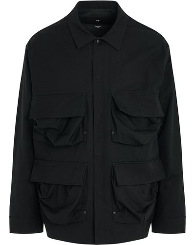 Y-3 'Long Sleeve Pocket Shirt, , 100% Cotton, Size: Small - Black