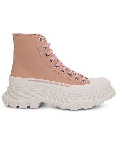 Alexander McQueen Tread Slick Lace Up Boots Sneakers, Magnolia/, 100% Rubber - Natural