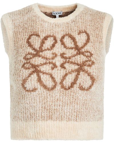 Loewe 'Anagram Knit Vest, Round Neck, , 100% Cotton, Size: Small - Natural
