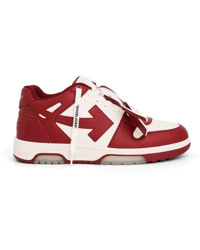 Off-White c/o Virgil Abloh Off- Out Of Office Calf Leather Sneakers, /Burgundy, 100% Rubber - Red