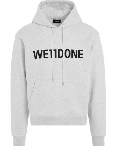 we11done 'Basic Logo Fitted Hoodie, Long Sleeves, , 100% Cotton, Size: Small - Gray