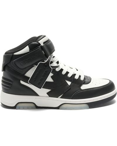 Off-White c/o Virgil Abloh Off- Out Of Office Mid Top Leather Sneakers, /, 100% Rubber - Black