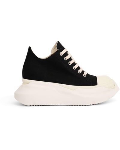 Rick Owens Abstract Low Top Trainers, /Milk, 100% Cotton - Black