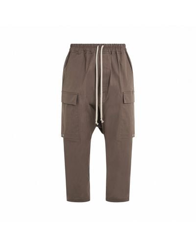 Rick Owens Heavy Cotton Cargo Cropped Pants, , 100% Cotton - Brown