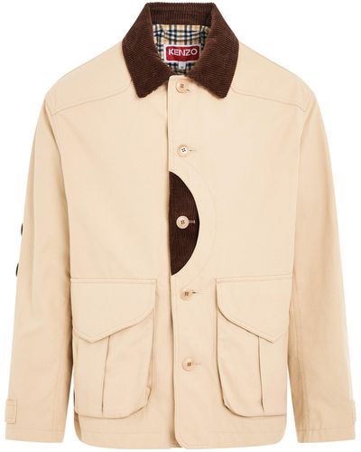 KENZO 'Tiger Patch Hunting Jacket, , 100% Cotton, Size: Small - Natural
