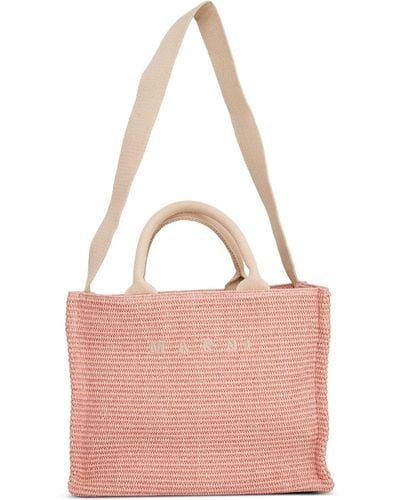 Marni Raffia Small Shopping Bag, , 100% Cotton - Pink