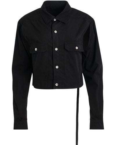 Rick Owens 'Cape Sleeve Cropped Outershirt, Long Sleeves, , 100% Cotton, Size: Small - Black
