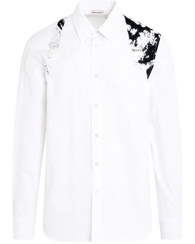 Alexander McQueen Printed Harness Shirt, Long Sleeves, , 100% Cotton - White