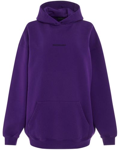 Balenciaga 'Medium Fit Hoodie, Long Sleeves, Deep/, 100% Cotton, Size: Small - Purple
