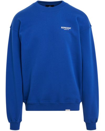Represent New Owners Club Sweatshirt, Long Sleeves, Cobalt, 100% Cotton, Size: Large - Blue