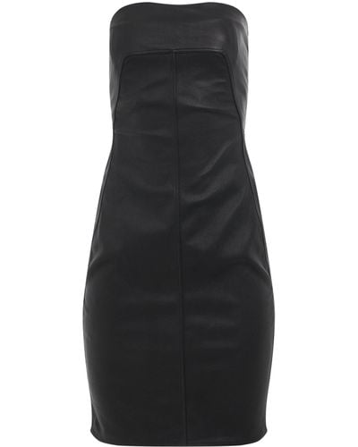 Rick Owens Bustier Leather Dress, , 100% Cotton - Black