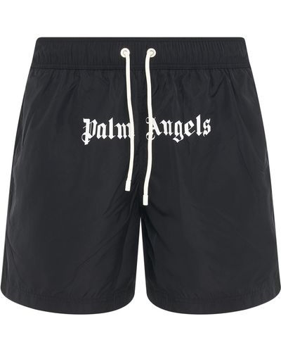 Palm Angels Classic Logo Swimshorts, /, 100% Polyester, Size: Medium - Black