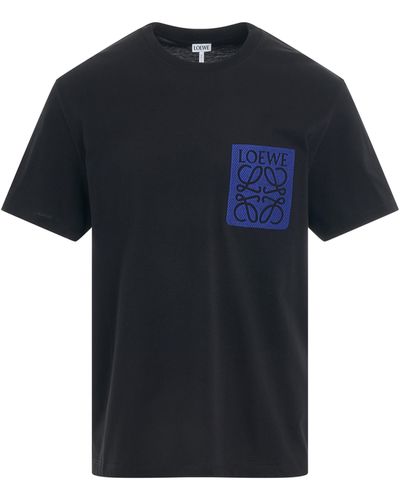 Loewe 'Anagram Logo Embroidered Relax Fit T-Shirt, Short Sleeves, , 100% Cotton, Size: Small - Black