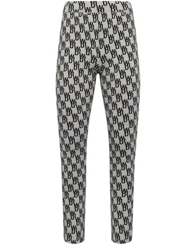 we11done 'Fitted Knit Side Open Jacquard Trouser, , 100% Cashmere, Size: Small - Gray
