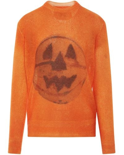 Givenchy 'Mixmat Crewneck Print Sweater, Long Sleeves, , Size: Small - Orange