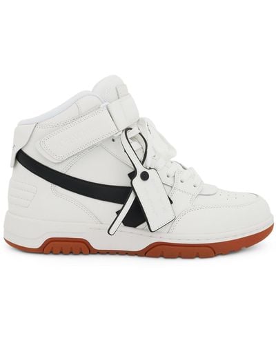 Off-White c/o Virgil Abloh Off- Out Of Office Mid Top Leather Sneakers, /, 100% Rubber - White