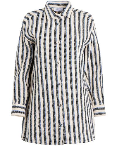 Off-White c/o Virgil Abloh Off- Stripes Overshirt, Long Sleeves, , 100% Cotton - Blue