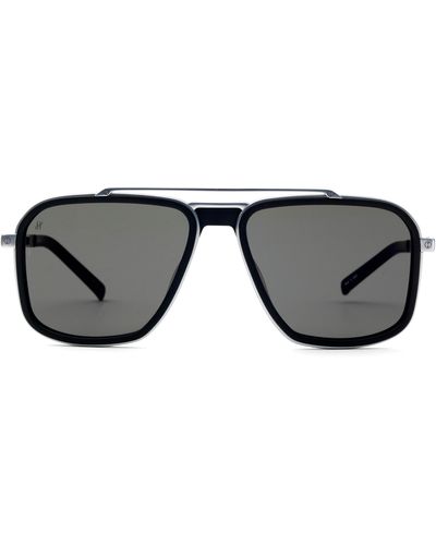 Hublot Silver Matte Squared Sunglasses With Red Mirror Lens - Metallic