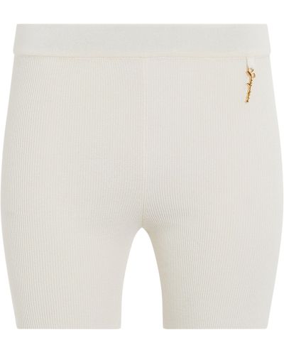 Jacquemus Pralu Charm Logo Knit Shorts, , 100% Polyester - White
