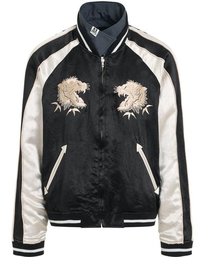 Maison Mihara Yasuhiro Reversible Souvenir Bomber Jacket, Long Sleeves, , 100% Cotton - Black