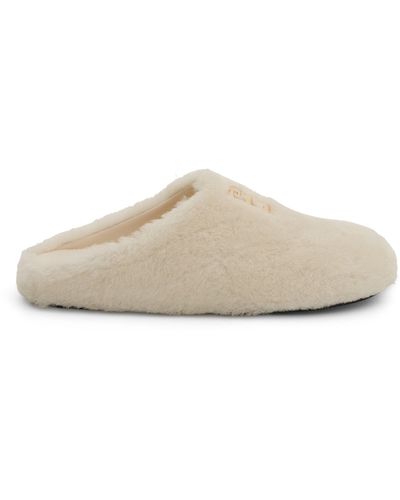 Givenchy 4G Shearling Slip On Sandals, , 100% Lamb Skin - Natural