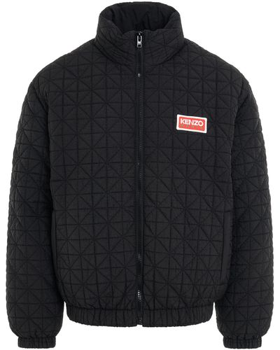 KENZO Sashiko Stitch Down Jacket, Long Sleeves, , 100% Nylon, Size: Medium - Black