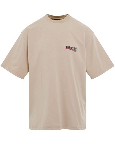 Balenciaga Political Campaign Oversized T-Shirt, Short Sleeves, Light/, 100% Cotton - Natural