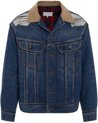 Maison Margiela Deconstruction Cut-Out Denim Jacket, Long Sleeves, , 100% Cotton - Blue