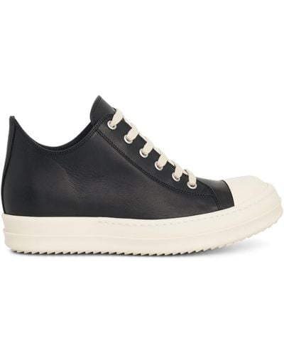 Rick Owens Washed Calf Low Top Sneakers, /Milk, 100% Rubber - Black