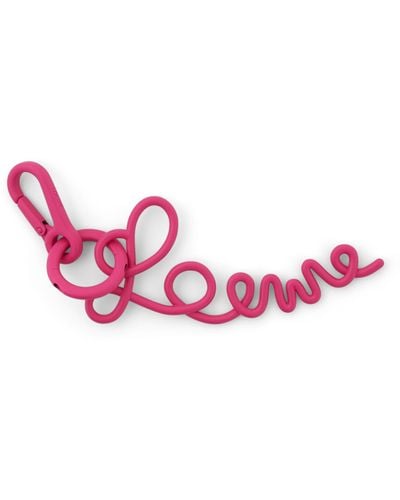 Loewe Signature Charm Keyring, Neon, 100% Brass - Pink